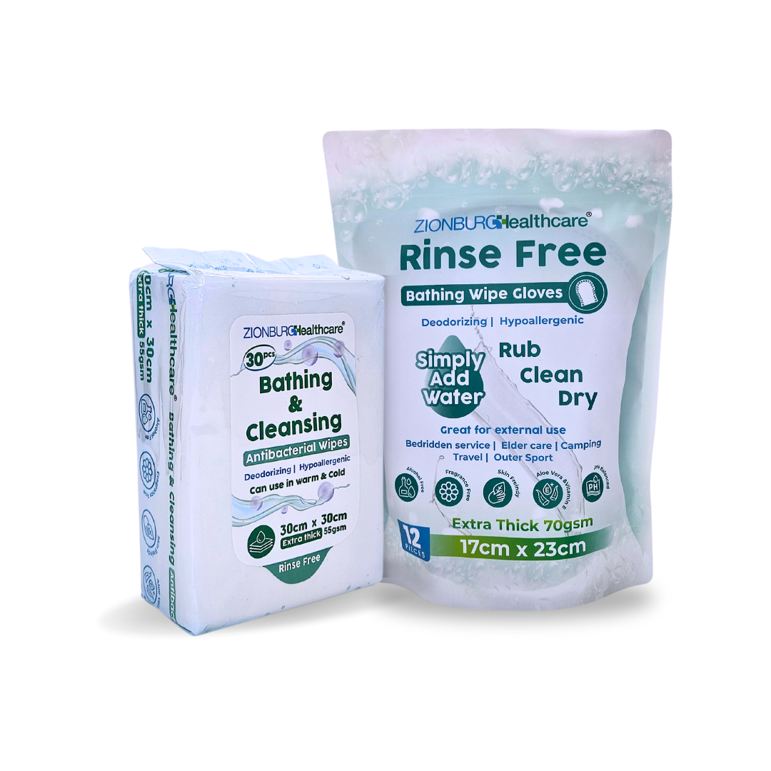 Rinse Free Bathing & Cleansing Gloves & Wipes Combo