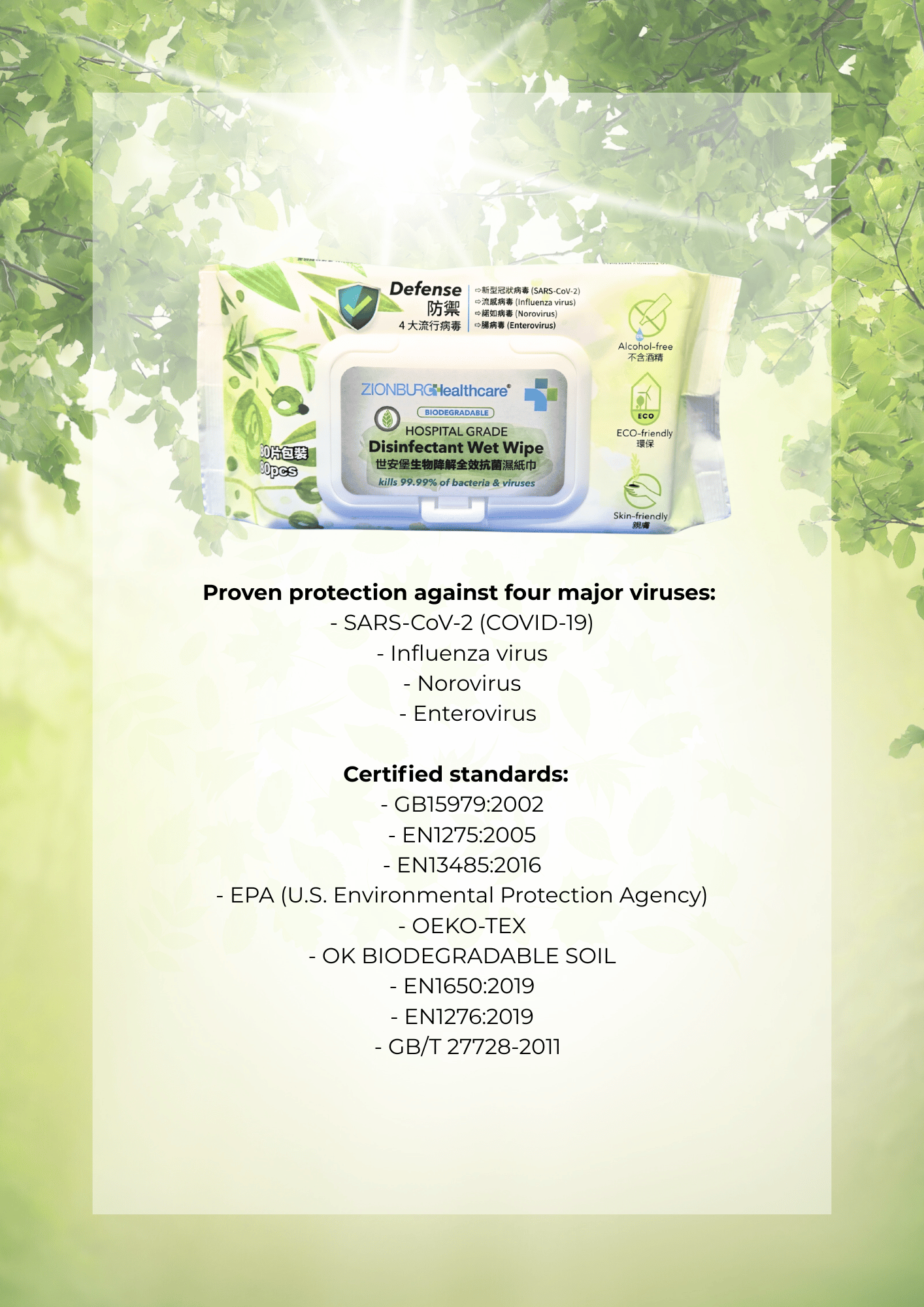 Biodegradable Disinfection Wet Wipes + Hospital Grade Wipes Set (80pcs x2+200pcs)