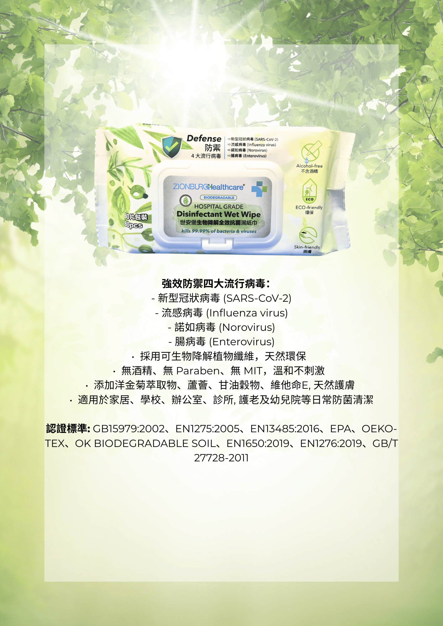 世安堡生物降解全效抗菌濕紙巾 (2x80片裝) + 生物降解強效消毒濕紙巾(200片裝)