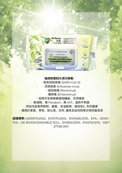 世安堡生物降解全效抗菌濕紙巾 (2x80片裝) + 生物降解強效消毒濕紙巾(200片裝)