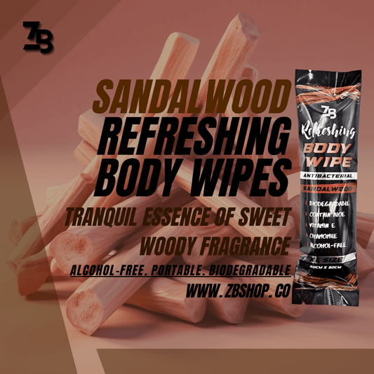 [5 PACKS] - SANDALWOOD - ZB Biodegradable Refreshing Body Wipes (5 rolls per pack) × 1